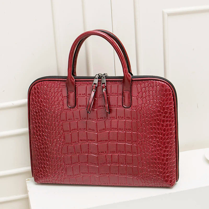 Luxury Cowhide Women's Briefcase - Large Capacity Genuine Leather Business Handbag