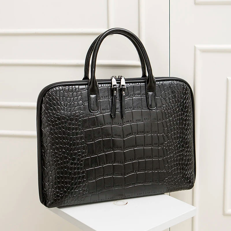 Luxury Cowhide Women's Briefcase - Large Capacity Genuine Leather Business Handbag