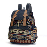Vintage Bohemian Canvas Backpack – Ethnic Chic Schoolbag for Women