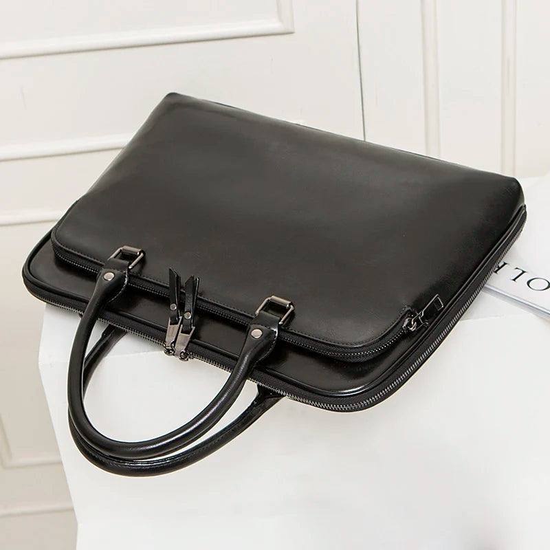 Luxury Cowhide Women's Briefcase - Large Capacity Genuine Leather Business Handbag