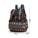 Vintage Bohemian Canvas Backpack – Ethnic Chic Schoolbag for Women