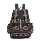 Vintage Bohemian Canvas Backpack – Ethnic Chic Schoolbag for Women