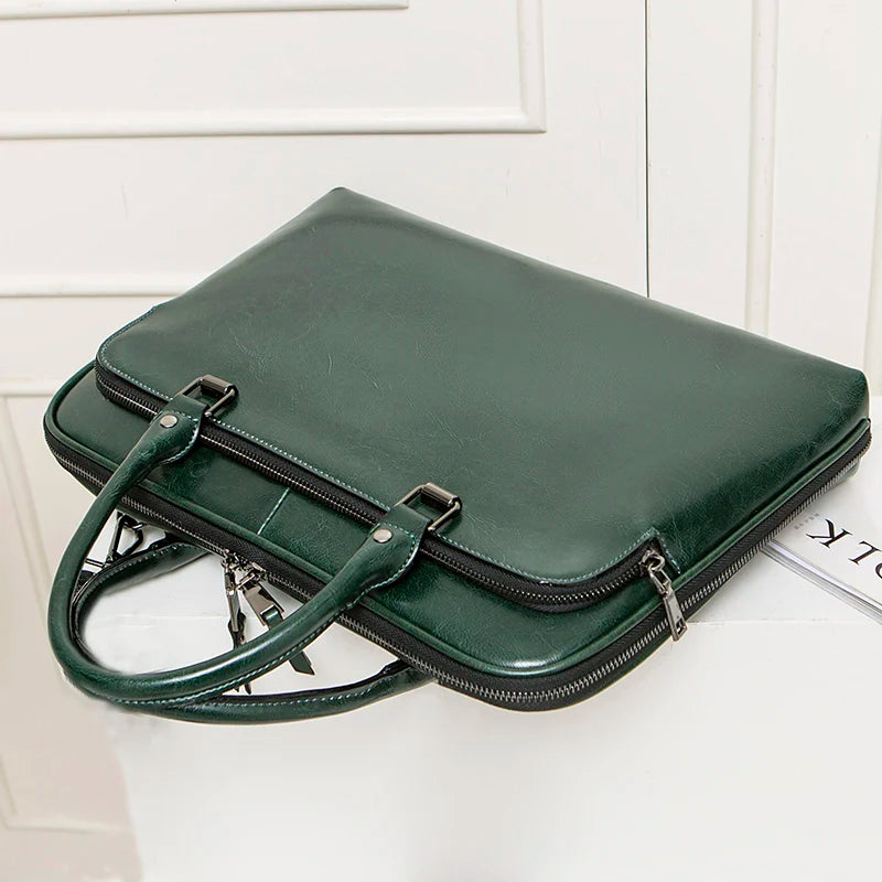 Luxury Cowhide Women's Briefcase - Large Capacity Genuine Leather Business Handbag