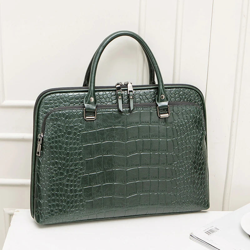 Luxury Cowhide Women's Briefcase - Large Capacity Genuine Leather Business Handbag