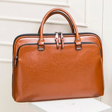 Luxury Cowhide Women's Briefcase - Large Capacity Genuine Leather Business Handbag
