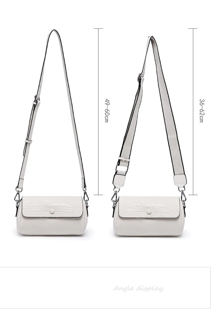 Elegant Croco Cowhide Leather Shoulder Bag – A Barrel-Shaped Fashion Statement
