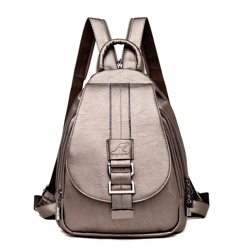 Women Leather Backpacks Fashion Shoulder Travel Backpack Bags Gold Women Leather Backpacks Fashion Shoulder Travel Backpack Bags Gold