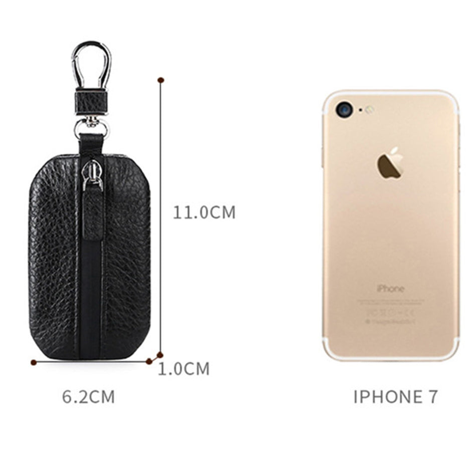 Deluxe Genuine Leather Keychain Wallet - Unisex Coin Purse & Key Pouch