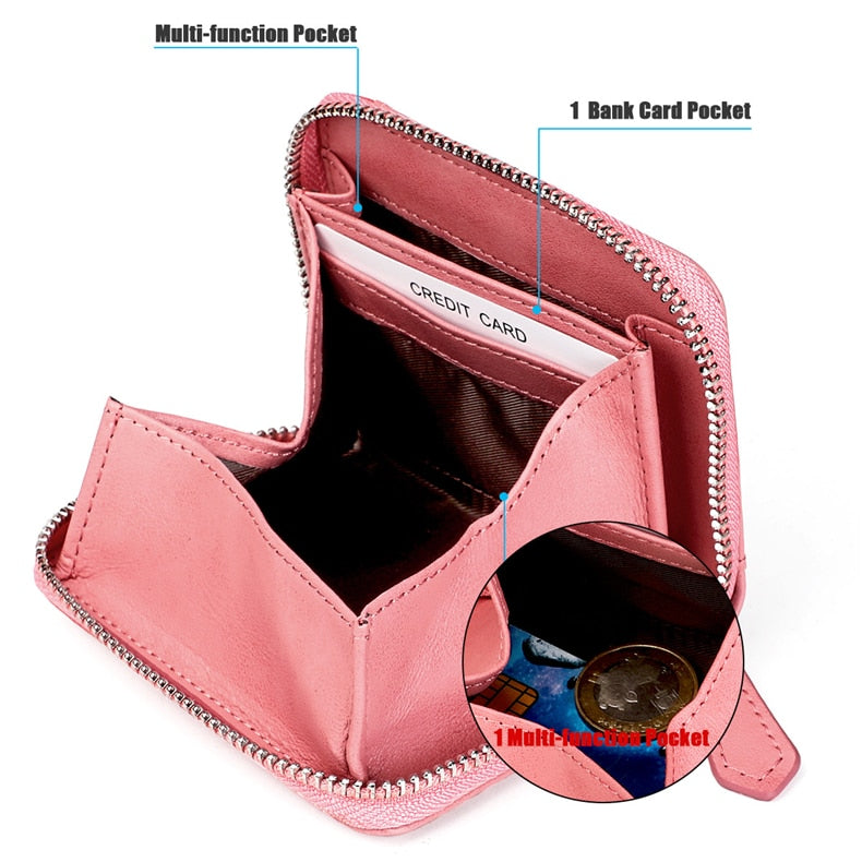 Unisex Genuine Leather Coin Purse - Compact Elegance with RFID Protection