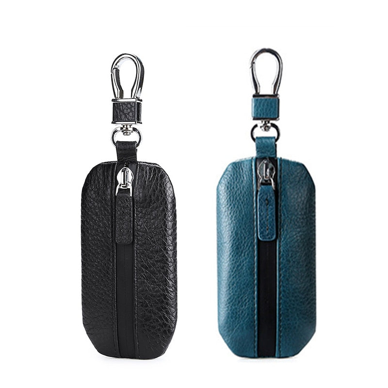 Deluxe Genuine Leather Keychain Wallet - Unisex Coin Purse & Key Pouch