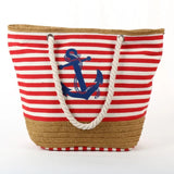 Spacious Anchor Stripe Canvas Handbag - Your Stylish Seaside Companion