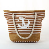 Spacious Anchor Stripe Canvas Handbag - Your Stylish Seaside Companion