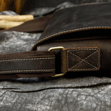 Men's Crazy Horse Leather Crossbody Messenger Bag – Fits A4 Documents