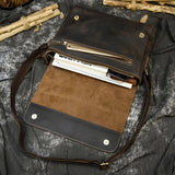 Men's Crazy Horse Leather Crossbody Messenger Bag – Fits A4 Documents