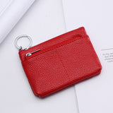 Compact Genuine Leather Coin Purse - Key Holder Mini Zipper Pouch