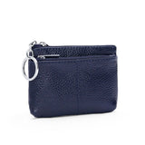 Compact Genuine Leather Coin Purse - Key Holder Mini Zipper Pouch