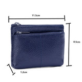 Compact Genuine Leather Coin Purse - Key Holder Mini Zipper Pouch