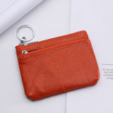 Compact Genuine Leather Coin Purse - Key Holder Mini Zipper Pouch