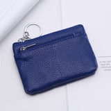 Compact Genuine Leather Coin Purse - Key Holder Mini Zipper Pouch