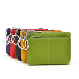 Compact Genuine Leather Coin Purse - Key Holder Mini Zipper Pouch