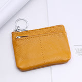 Compact Genuine Leather Coin Purse - Key Holder Mini Zipper Pouch