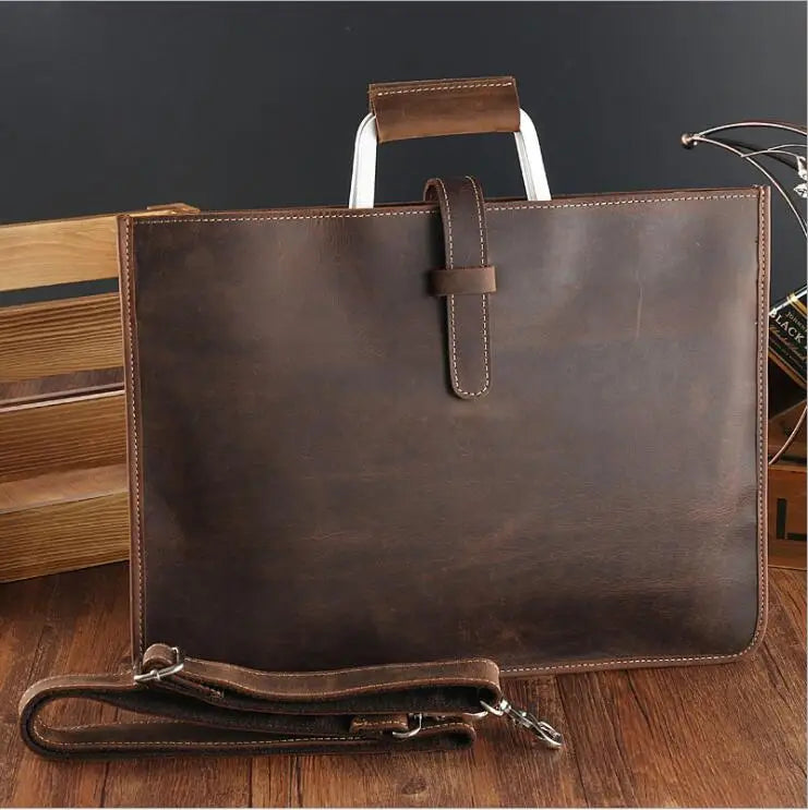 Men's Genuine Leather A4 Business Clutch & Document Case