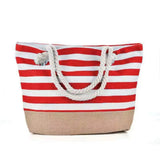 Large Capacity Striped Canvas Beach Tote Bag –Travel & Vacation Handbag