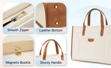 15.6-Inch Women's Canvas Laptop Tote Bag – Stylish Work Briefcase & Travel Shoulder Bag