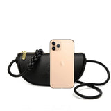 Genuine Leather Crescent Crossbody & Mini Shoulder Bag with Braided Strap