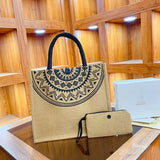 Pattern Linen Handbag Set with Coin Purse – Lightweight Tote