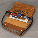 Men's Crazy Horse Leather Crossbody Messenger Bag – Fits A4 Documents