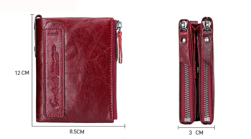 CONTACT’S Genuine Leather Bifold Wallet & Coin Purse for Women