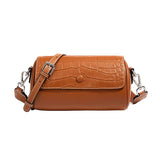 Elegant Croco Cowhide Leather Shoulder Bag – A Barrel-Shaped Fashion Statement