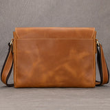 Men's Crazy Horse Leather Crossbody Messenger Bag – Fits A4 Documents