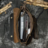 Men's Crazy Horse Leather Crossbody Messenger Bag – Fits A4 Documents