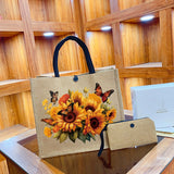 Pattern Linen Handbag Set with Coin Purse – Lightweight Tote