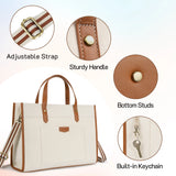 15.6-Inch Women's Canvas Laptop Tote Bag – Stylish Work Briefcase & Travel Shoulder Bag