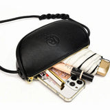 Genuine Leather Crescent Crossbody & Mini Shoulder Bag with Braided Strap