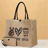 Pattern Linen Handbag Set with Coin Purse – Lightweight Tote
