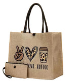 Pattern Linen Handbag Set with Coin Purse – Lightweight Tote