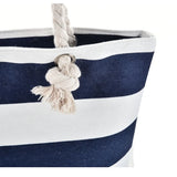 Large Capacity Striped Canvas Beach Tote Bag –Travel & Vacation Handbag