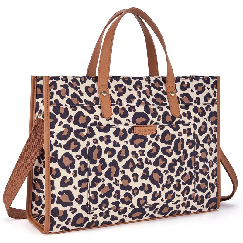15.6-Inch Women's Canvas Laptop Tote Bag – Stylish Work Briefcase & Travel Shoulder Bag