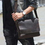 Men's Crazy Horse Leather Crossbody Messenger Bag – Fits A4 Documents