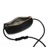 Genuine Leather Crescent Crossbody & Mini Shoulder Bag with Braided Strap