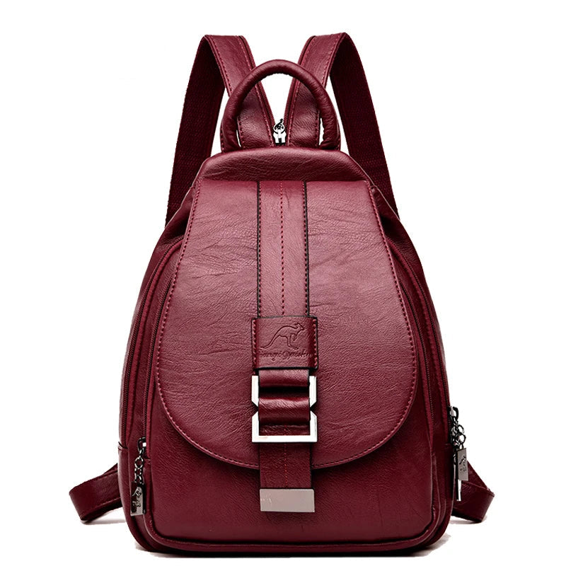 Women Leather Backpacks Fashion Shoulder Travel Backpack Bags Gold