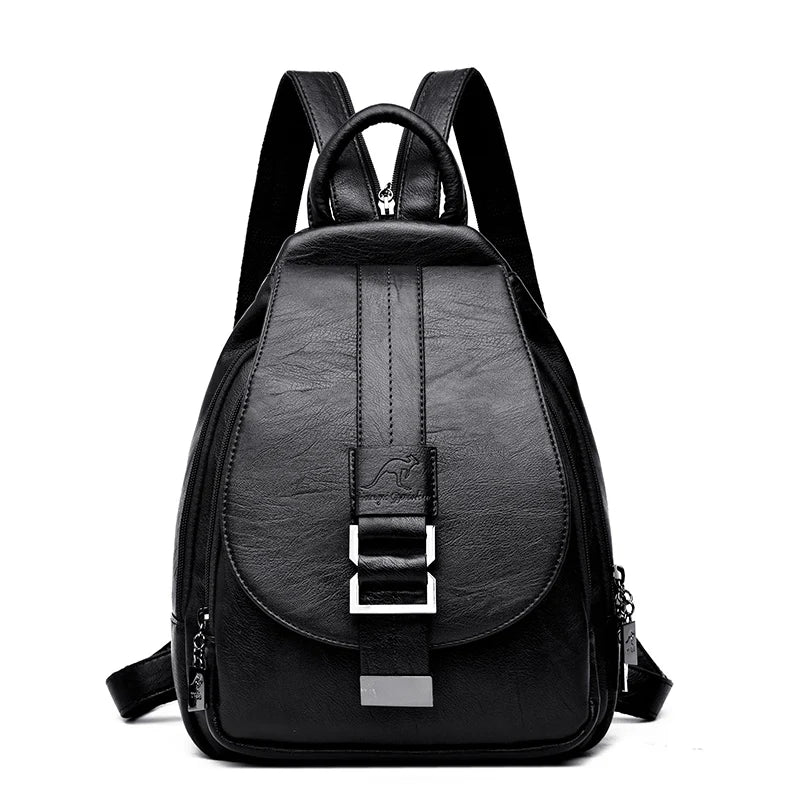 Vintage Leather Backpack - Stylish School & Travel Bag for Girls
