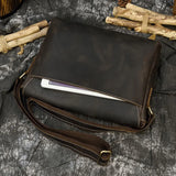 Men's Crazy Horse Leather Crossbody Messenger Bag – Fits A4 Documents