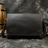 Men's Crazy Horse Leather Crossbody Messenger Bag – Fits A4 Documents