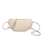 Genuine Leather Crescent Crossbody & Mini Shoulder Bag with Braided Strap