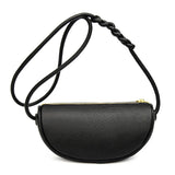 Genuine Leather Crescent Crossbody & Mini Shoulder Bag with Braided Strap